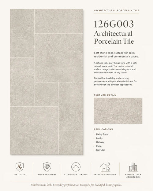126G003 architectural porcelain tile information poster